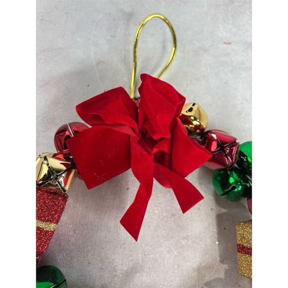 Christmas Jingle Bell Wreath Multicolor Holiday Door Decoration - Picture 4 of 15
